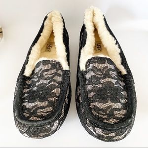 UGG | Shoes | Ugg Ansley Antoinette Black Lace Slippers Sz 9 | Poshmark